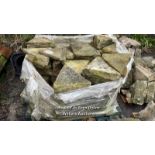 PALLET OF STONE COPING IN TRIANGULAR FORM, WELL OVER 100X PIECES, APPROX. SIZE 30CM (W) X 40CM (W) X
