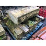 THREE PIECES OF T-SHAPED STONE COPING 18CM (L) X 34CM (W) X 25CM (H)