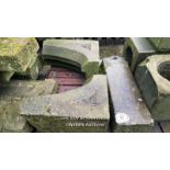 THREE PIECES OF STONE, FROM PART OF AN ARCHWAY, LARGEST PIECE, 91CM (L) X 24CM (H) X 28CM (D)