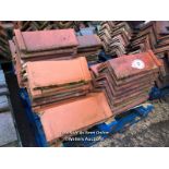 PALLET OF APPROX. 35X ASSORTED RED RIDGE ROOF TILES, 100 ANGLE