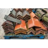 MIXED PALLET OF APPROX. 55X RED RIDGE TILES, MOSTLY 19", 140 ANGLE