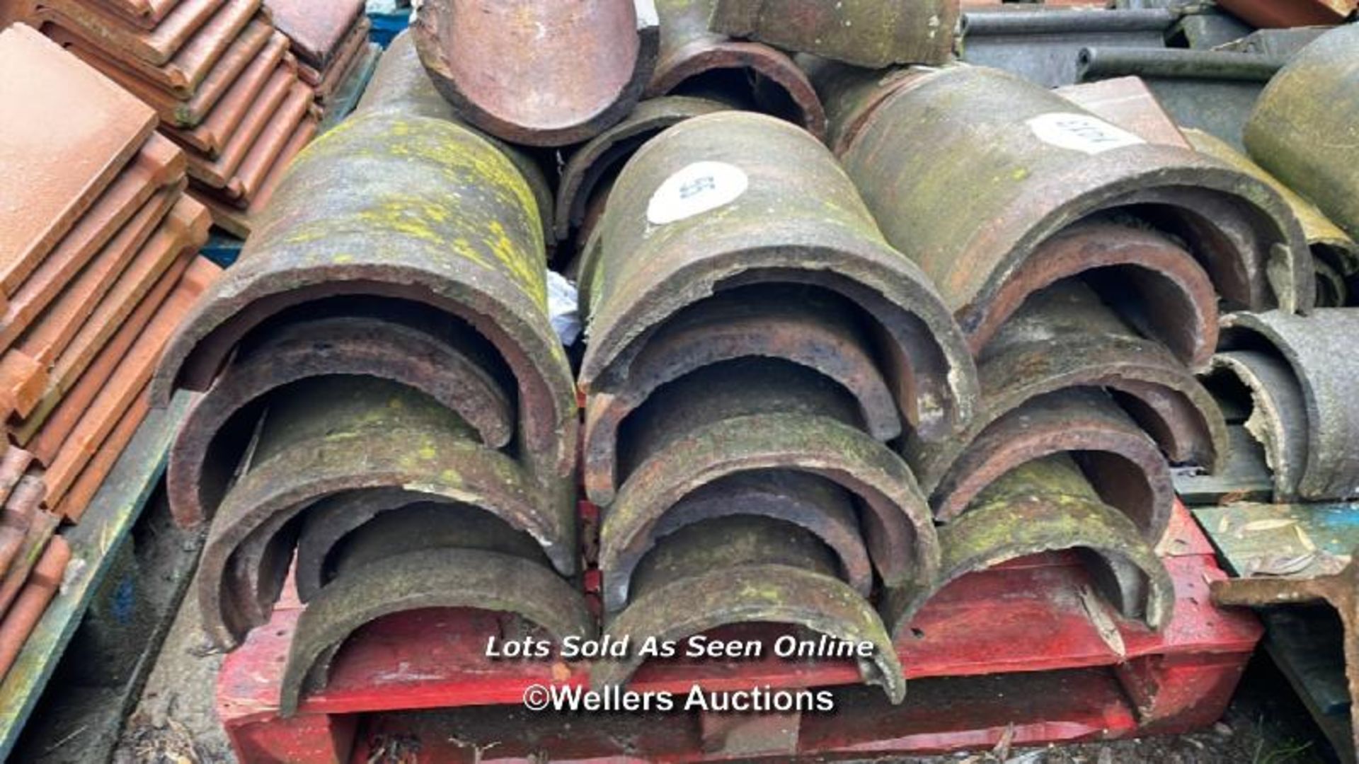 PALLET OF APPROX. 40X 12" RED HALF ROUND RIDGE TILES - Image 2 of 2