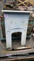 PAINTED CAST IRON FIRE PLACE SURROUND, 122CM (H) X 83CM (W) X 15CM (D), INTERNAL 58CM (H) X 36CM (W)