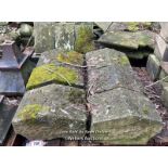 SIX MATCHING RECONSTITUTED STONE PIER CAPS, 30CM (H) X 51CM (W) X 36CM (D)