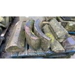 ELEVEN PIECES OF ASSORTED STONE COPING, INCLUDING PART OF AN ARCHWAY, 101CM (L) X 36CM (W) X 15