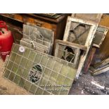 APPROX. 30X STAINED GLASS WINDOW PANES, VARIOUS SIZES AND DESIGNS, ALL FOR RESTORATION