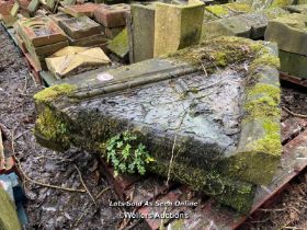 A PAIR OF LARGE TRIANGULAR PIECES OF STONE, 135CM (L) X 112CM (W) X 17CM (D)