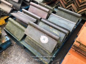 MIXED PALLET OF APPROX. 13X ASSORTED ROLL TOP RIDGE TILES, MOSTLY 18", MIXED ANGLES