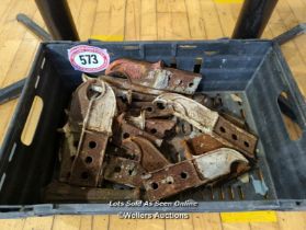 CRATE OF ASSORTED CAST IRON BRACKETS