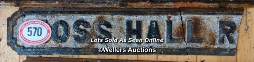 MOSSHALL RD CAST IRON SIGN, SLIGHTLY DAMAGED, 75CM (L) X 16CM (H)