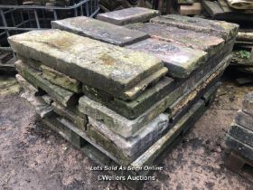 PALLET OF APPROX. 20X PIECES OF ASSORTED STONE, LARGEST 92CM (L) X 30CM (W) X 10CM (D)