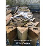 EIGHT PALLETS OF APPROX 73X CAST RECONSTITUTED STONE BOLLARDS, 68CM (H) X 40CM (W) X 31CM (D)