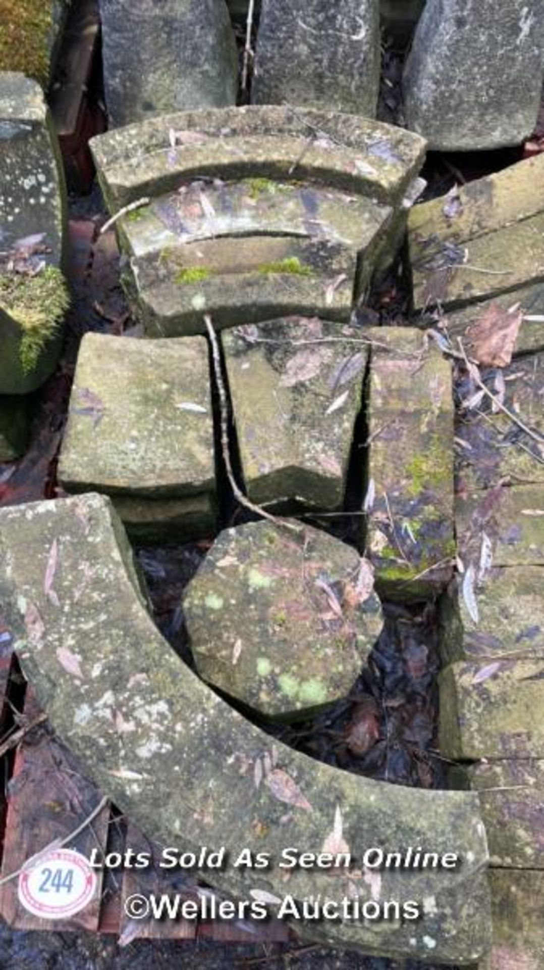 PALLET OF ASSORTED STONE, COMPRISING OF SEVERAL CURVED WINDOW PIECES AND CORBELS, LARGEST CURVED - Image 2 of 3