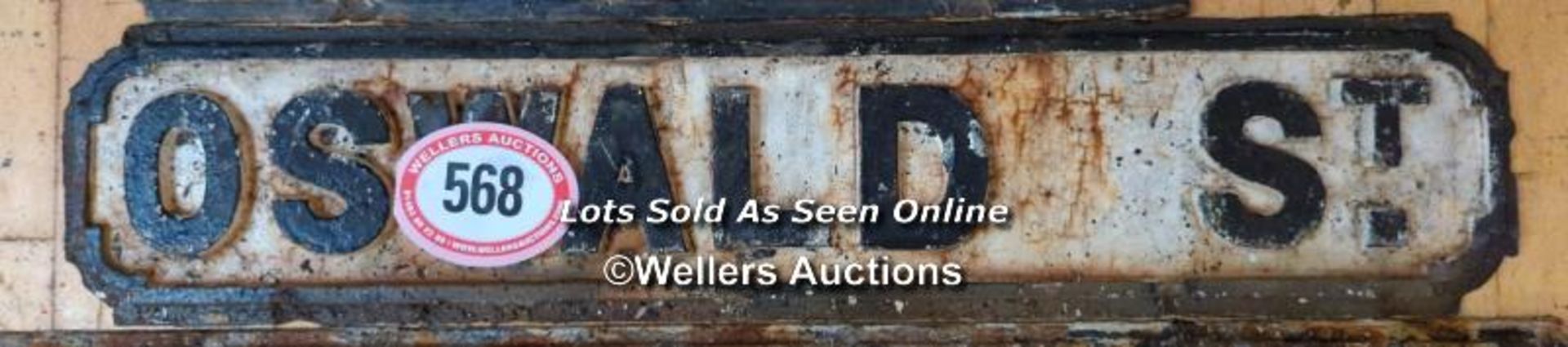 OSWALD ST CAST IRON SIGN, 85CM (L) X 17CM (H)