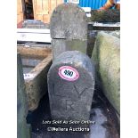 A LANCASHIRE & YORKSHIRE RAILWAY STONE SIGNPOST, 53CM (H) X 26CM (W) X 19CM (D), PLUS ONE OTHER