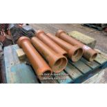 FOUR TERRACOTTA DRAIN PIPES, EACH 68.5CM (L) X 19CM (DIA)