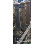 THREE VINTAGE CAST IRON BOLLARDS, 132CM (H)