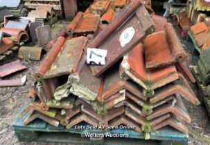 PALLET OF APPROX. 42X 18" ROLL TOP RED RIDGE TILES, 105 ANGLE