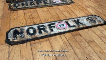 NORFOLK ST CAST IRON SIGN, 90CM (L) X 17CM (H)