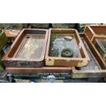 FIVE ASSORTED SALT GLAZED SINKS, LARGEST IS 91CM (L) X 46CM (W)