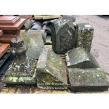 SEVEN PIECES OF MIXED STONE, LARGEST 51CM (H) X 31CM (W) X 31CM (D)