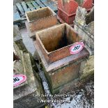 A PAIR OF SALT GLAZED CHIMNEY POTS, 63CM (H)