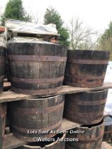 FOUR HALF WHISKY BARRELS APPROX, 44CM (H) X 65CM (DIA)