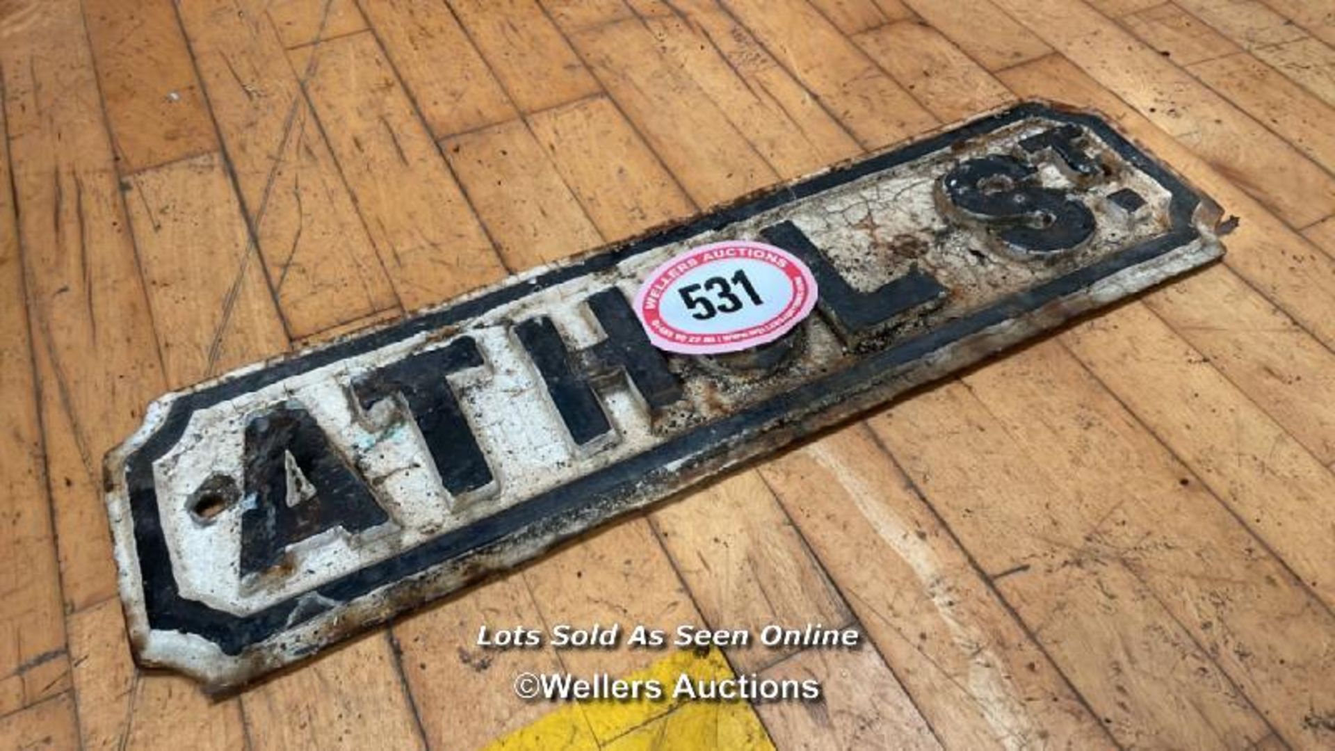 ATHOL ST CAST IRON SIGN, 65CM (L) X 18CM (H)