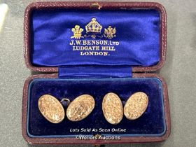 9ct gold cufflinks in a J.W. Bensons box c1898 / SF