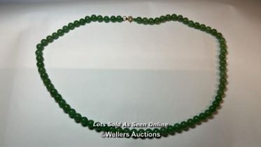 Jade bead necklace, length 60cm, 8-8"2mm beads with base metal bolt ring clasp / SF