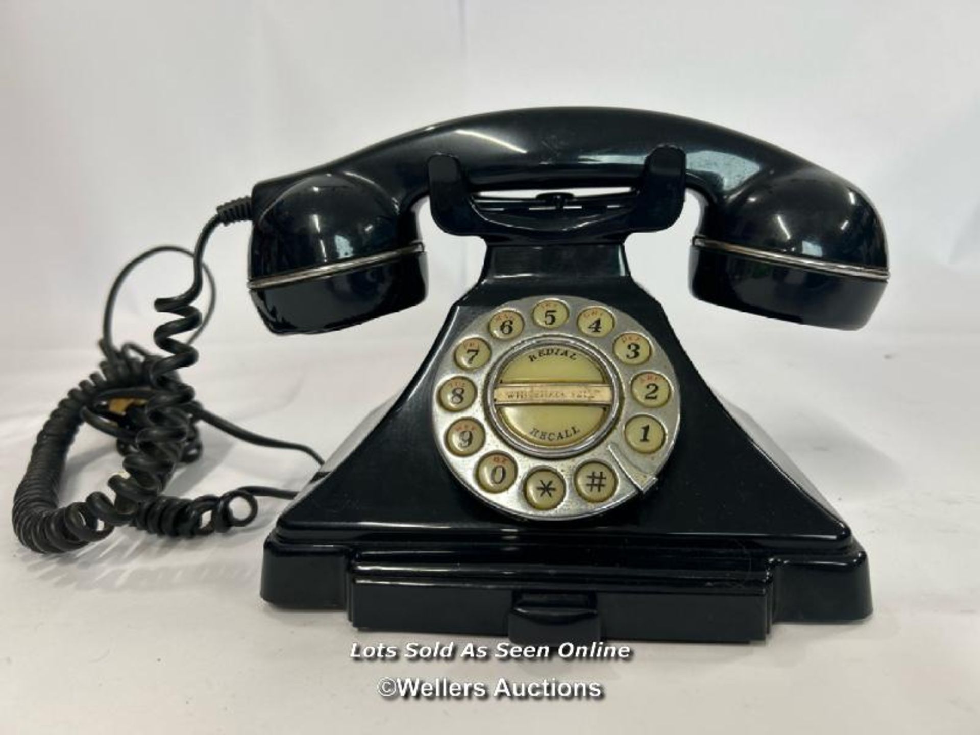 Retro Astral black telephone 'Whitehall 1212', converted to push button dial / AN9
