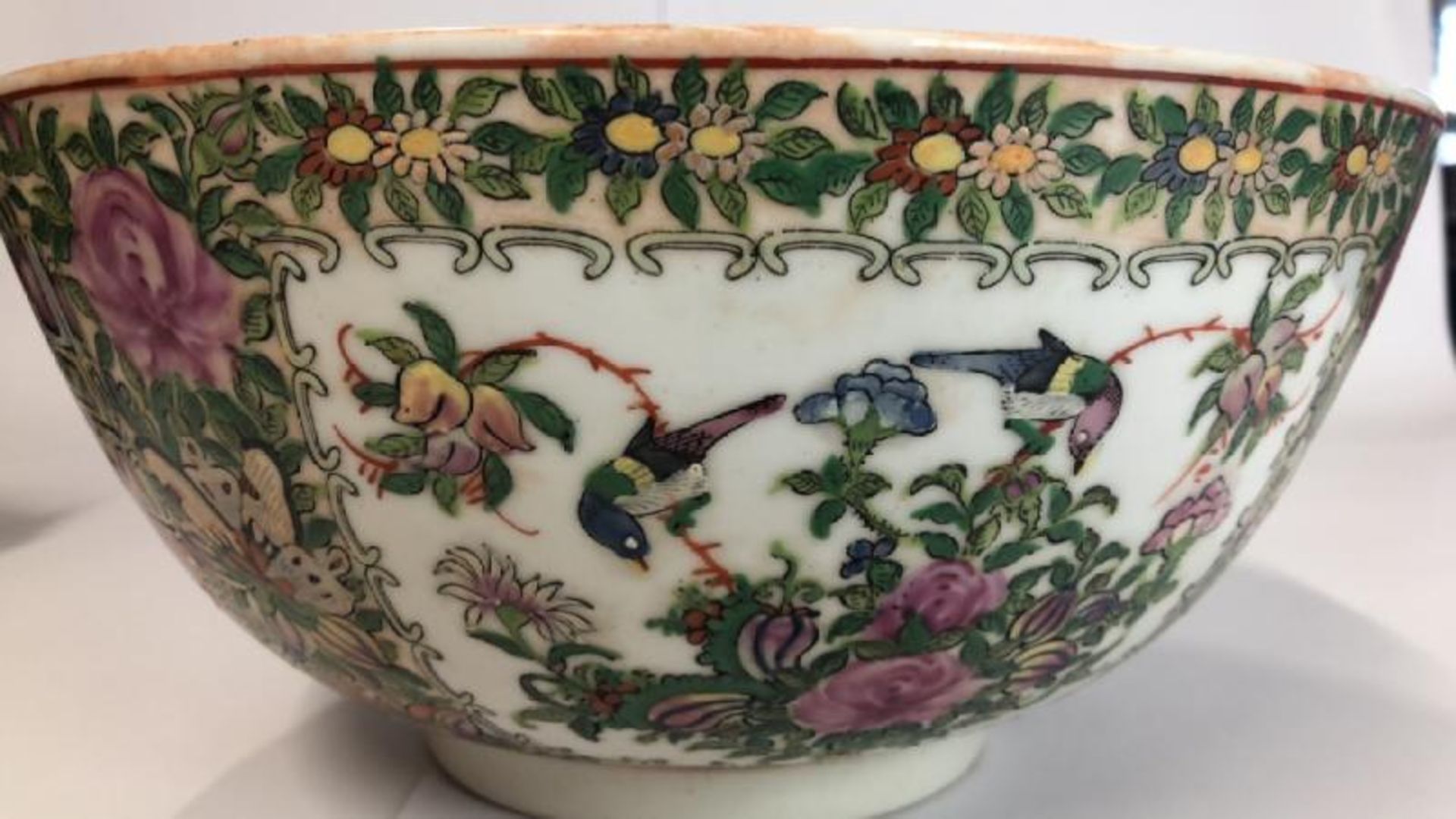 *A large early 20th centaury Chinese famille rose bowl decorated with a village scene, six character - Image 4 of 22