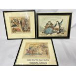 Three framed humorous lithograph prints /AN52