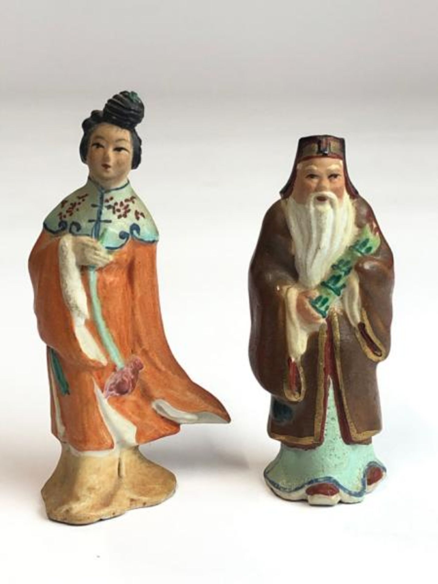 Eight Chinese miniature hand painted figurines representing the eight immortals, tallest 7cm - Image 8 of 13