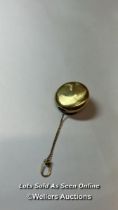 Antique gold plated retractable chain brooch / SF