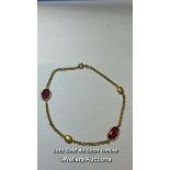 Gold plated pink tourmaline anklet/bracelet. Length 22cm. / SF