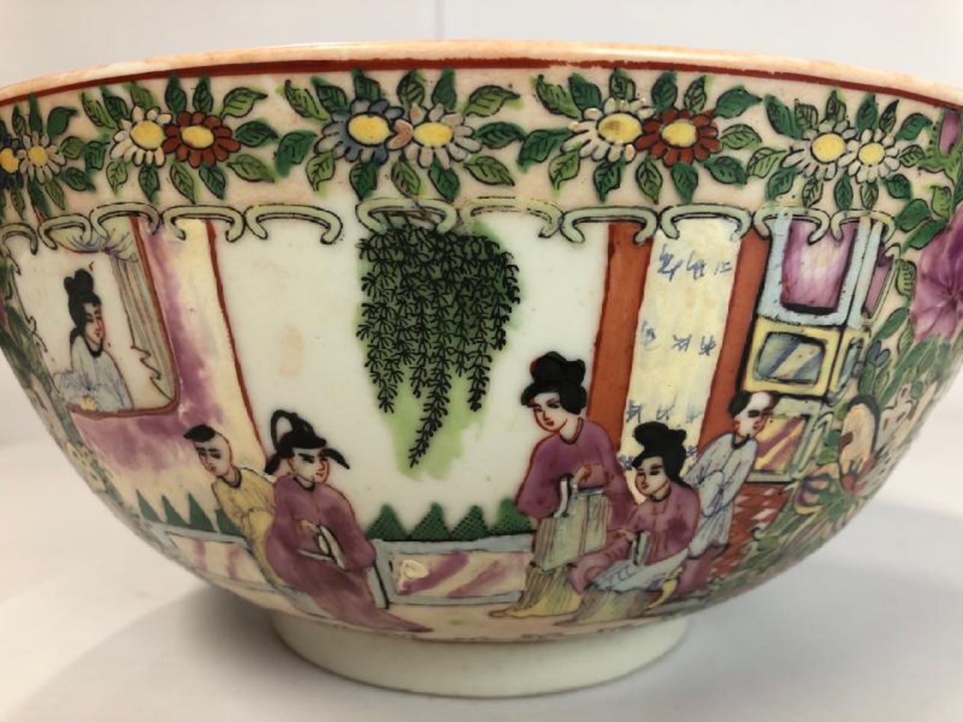 *A large early 20th centaury Chinese famille rose bowl decorated with a village scene, six character - Image 5 of 22