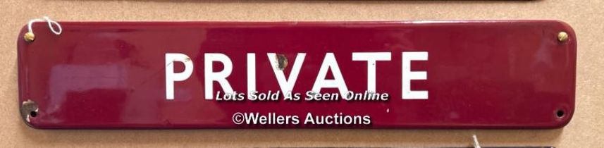 Vintage enamel railway sign "PRIVATE", 46x9cm