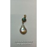 Freshwater pearl and yellow metal pendant / SF