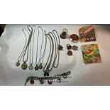 Silver coloured metal chains, pendants, rings, cufflinks etc / SF