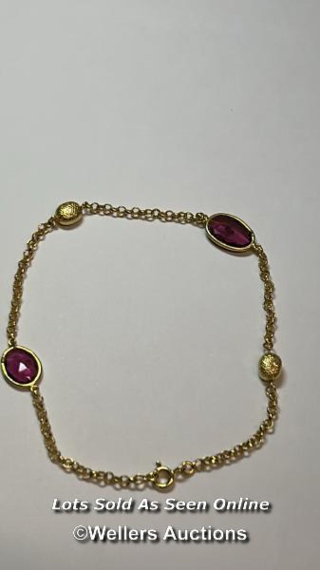 Gold plated pink tourmaline anklet/bracelet. Length 22cm. / SF - Bild 4 aus 4