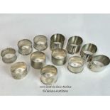 *Twelve assorted napkin rings including five hallmarked silver, silver weight 161g / AN17