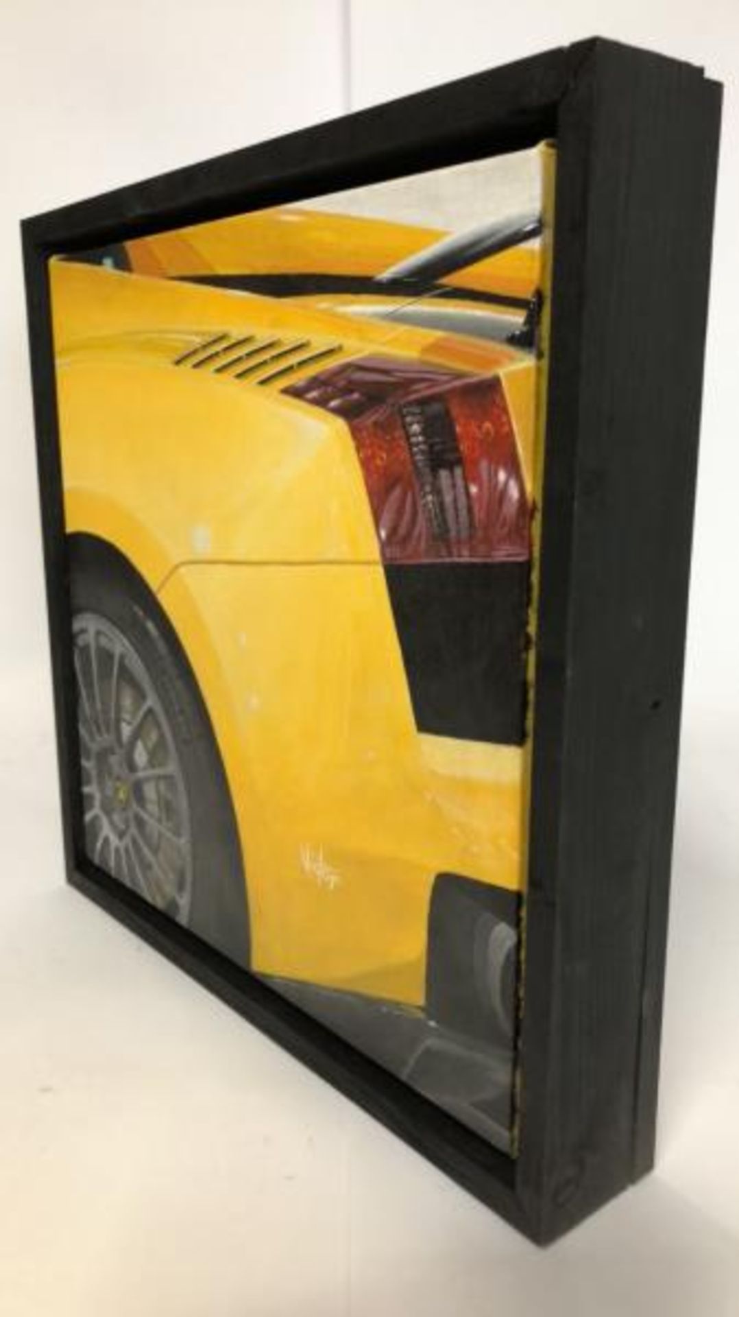 John Victor, "Yellow Hips" (Lamborghini Gallardo) acrylic on canvas,signed with certificate, 30 x - Image 5 of 7