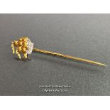 18ct gold ship stick pin, 5cm long / SF