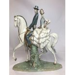 Lladro " "Andaluces Couple on Horse" retired piece, good overall condition, 45cm high, 37cm wide /