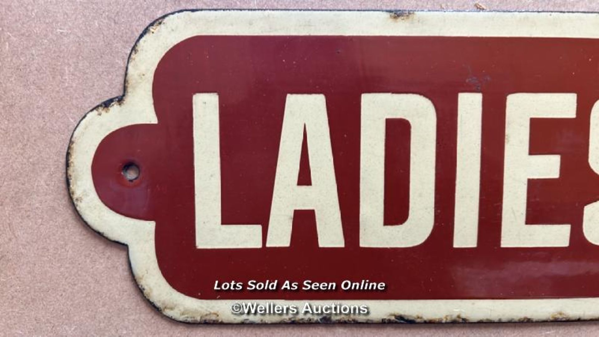 Vintage enamel railway sign "LADIES' ROOM" , 57x13.2cm - Image 2 of 5
