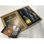 Remy Martin cognac gift set including four glasses, 68cl, 40%Vol, unopened but some evaporation