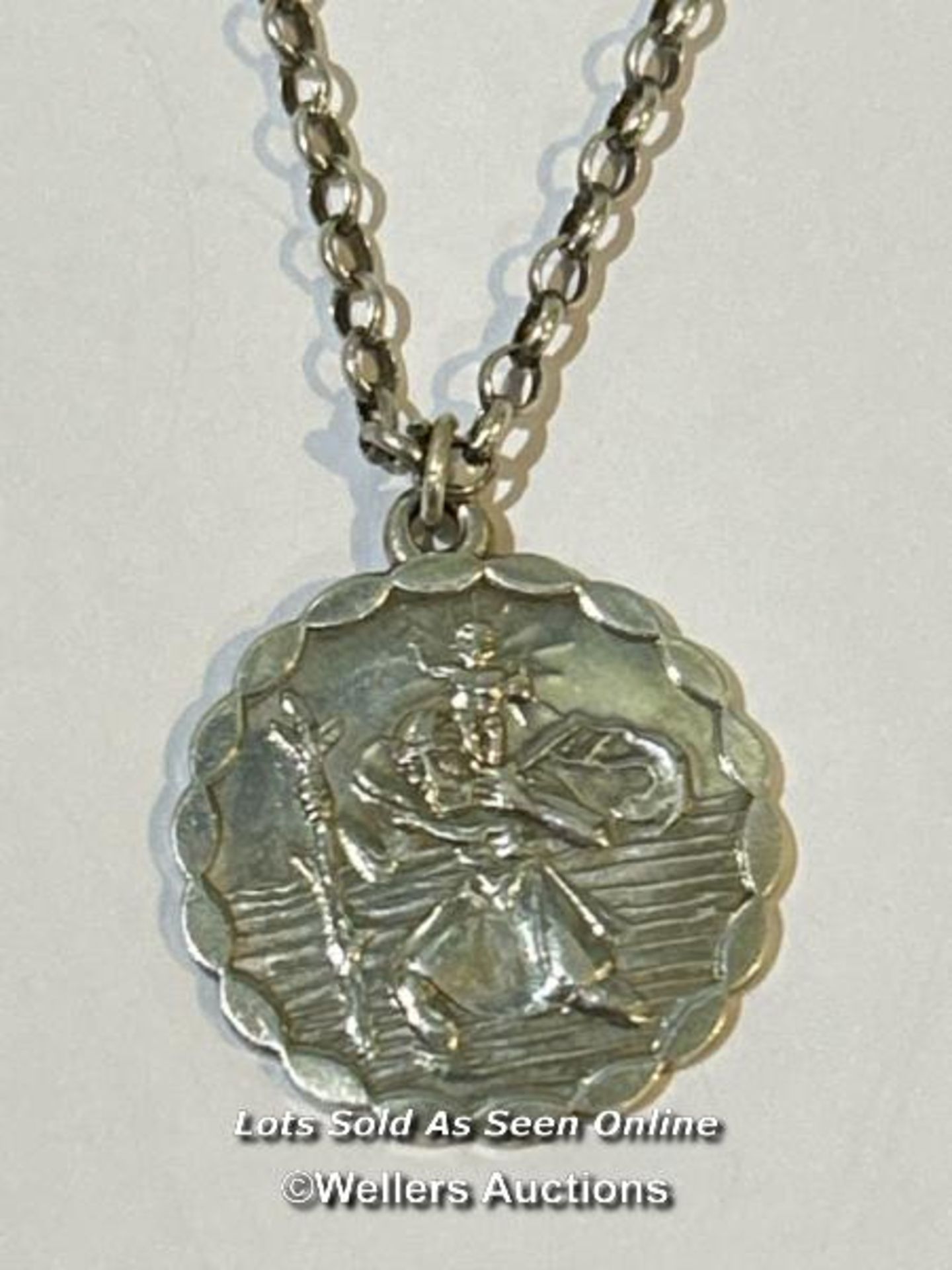 Silver St Christopher pendant and chain with 3 pence cufflinks / SF - Image 2 of 5