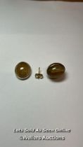 Rutilated quartz stud earings in white metal stamped as 925 for silver. Dimensions 14mm x 12mm / SF