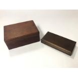 Two wooden trinket boxes including one Chinese mahogany with inlaid design and silk embroidered